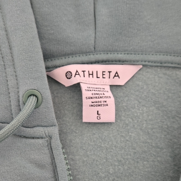 Athleta Teal Forever Fleece Ultra Crop Hoodie Full Zip Sweatshirt - Picture 3 of 7